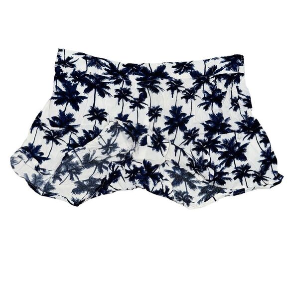 Forever 21 White and Blue Palm Tree Tropical Shorts Lightweight elastic waist M - Picture 3 of 9
